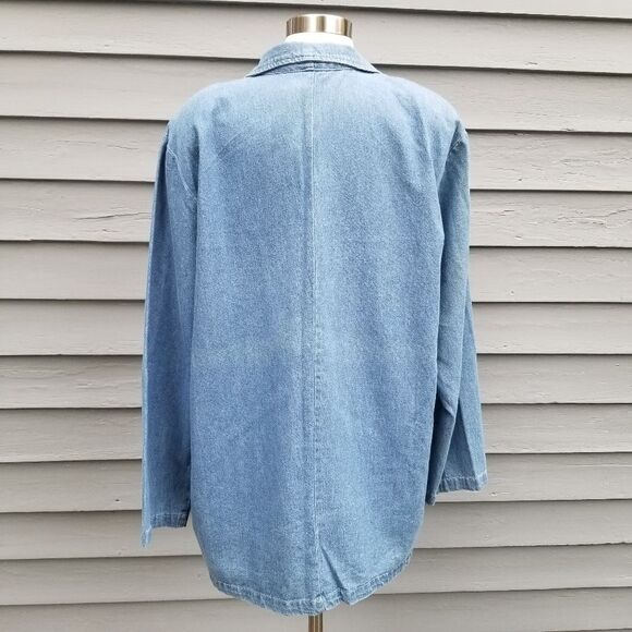 Vintage 90s y2k Denim Bling Floral Paisley Jean Jacket Blazer Size Woman's Large - Picture 2 of 11